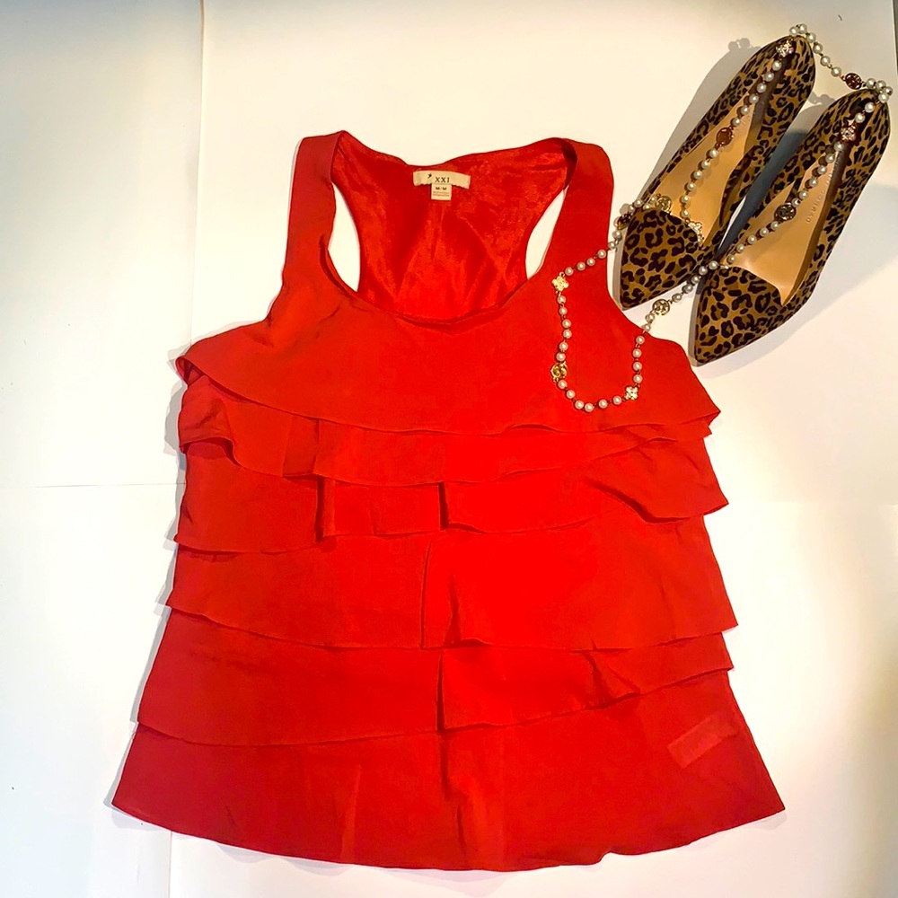 NWOT F21 Ruffled Red Top